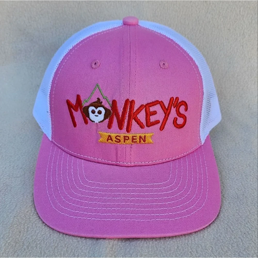 Monkey's Aspen Pink and White Adult Trucker Hat